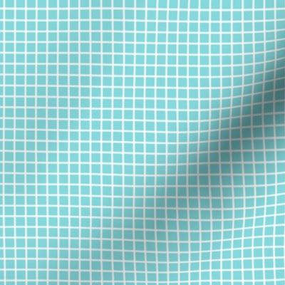 Small Grid Pattern - Aqua Sky and White