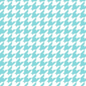 Houndstooth Pattern - Aqua Sky and White