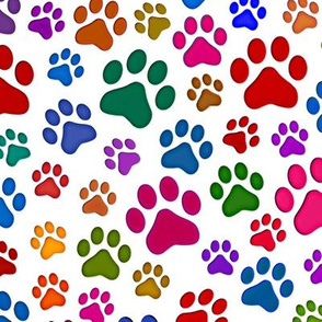 Multi coloured 2D cat paws large