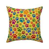 Colourful Cat Paws large 2D on yellow
