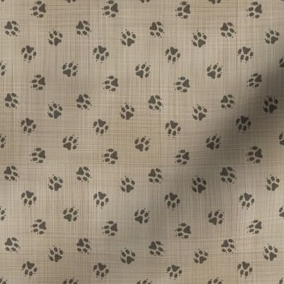 Trotting paw prints - faux linen