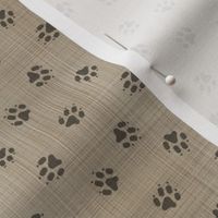 Trotting paw prints - faux linen