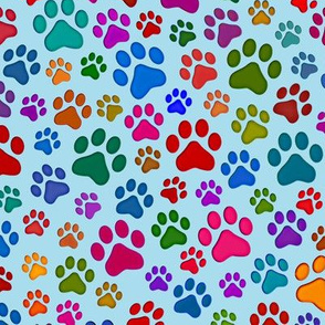 Colourful Cat paws on Blue medium 2D