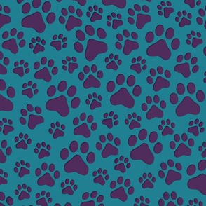 Purple Cat paws on Teal medium