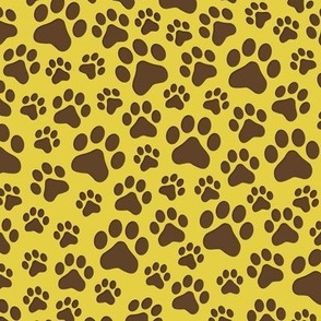 Brown Cat Paws medium on yellow