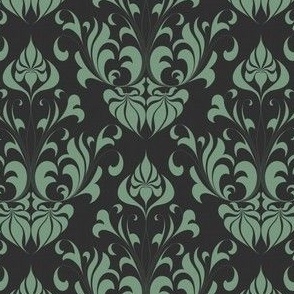 Small - Damask Dark Charcoal