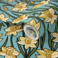 Jumbo Daffodils on Aqua