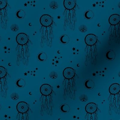 Sweet dreams and boho moon starry night nursery navy blue black SMALL