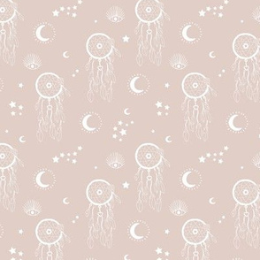 Sweet dreams and boho moon starry night nursery sand beige pastel white SMALL