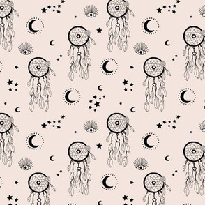 Sweet dreams and boho moon starry night nursery sand beige pastel white SMALL
