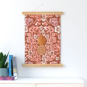 Pineapple Damask warm tones Large Scale