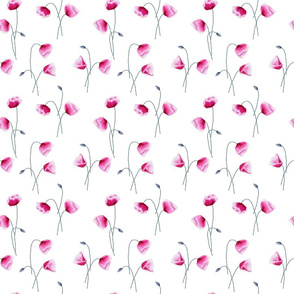 Small scale. Watercolor hand painted poppy flowers seamless pattern. 