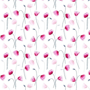 Small scale. Watercolor hand painted poppy flowers seamless pattern