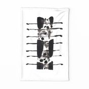 tea towel black and white abstract modern brush strokes Finland painted