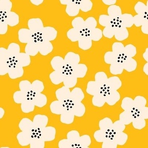 Summer flowers on yellow