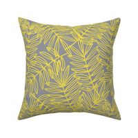 Tropical Palm Fronds in Yellow on Grey - Large