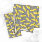 Bats in Yellow on Grey - Large