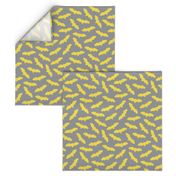 Bats in Yellow on Grey - Large