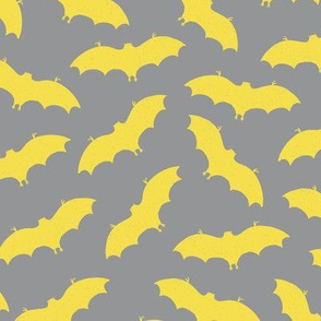 Bats in Yellow on Grey - Large