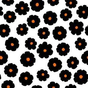 Black flowers on white