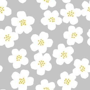 White flowers on grey