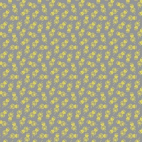 Midcentury Thistle Ditsy in Yellow and Grey - Small