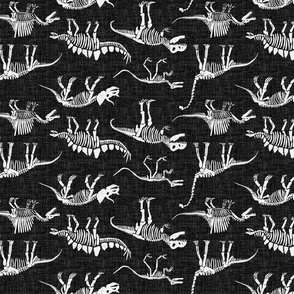 dinosaurs-upside down - black and white - linen texture - client request