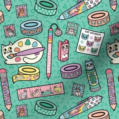 Kitty Art Supplies in Green