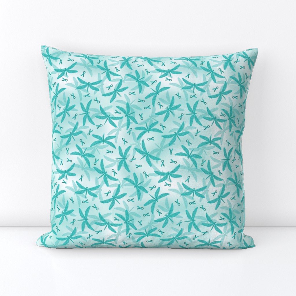 cancer watercolor dragonflies teal