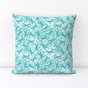 cancer watercolor dragonflies teal