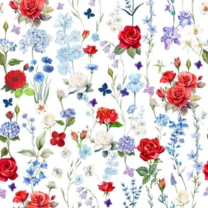 red white and blue floral