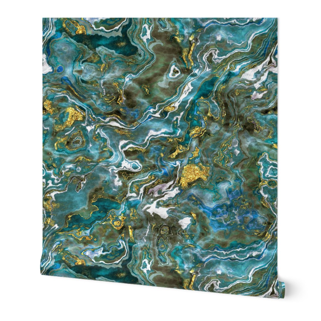 Cyan Streams of Bliss Marbling Print- 10003B