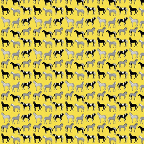 Happy horses on yellow 4x4