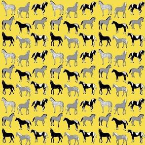 Happy horses on yellow 6x6