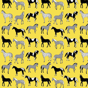 Happy horses on yellow 8x8