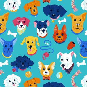 Doggos on Teal