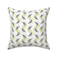 Tina small: Yellow & Gray Art Deco Leaves, Modern Cottage Botanical