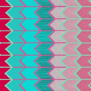 Contemporary Tribal Arrows Horizontal Coral Turquoise 24x24