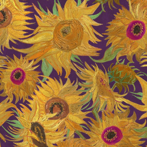 Van Gogh Sunflowers magenta green purple yellow 