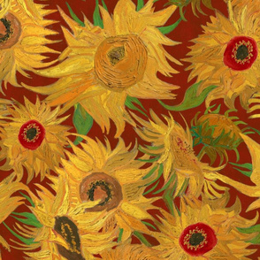 Van Gogh Sunflowers red yellow green