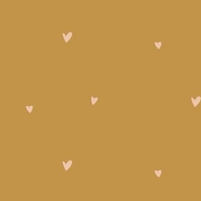 hearts, love hearts - blush on mustard, mini 