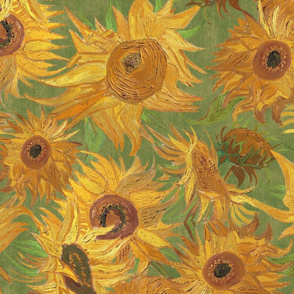 Van Gogh Sunflowers green yellow ochre goldenrod