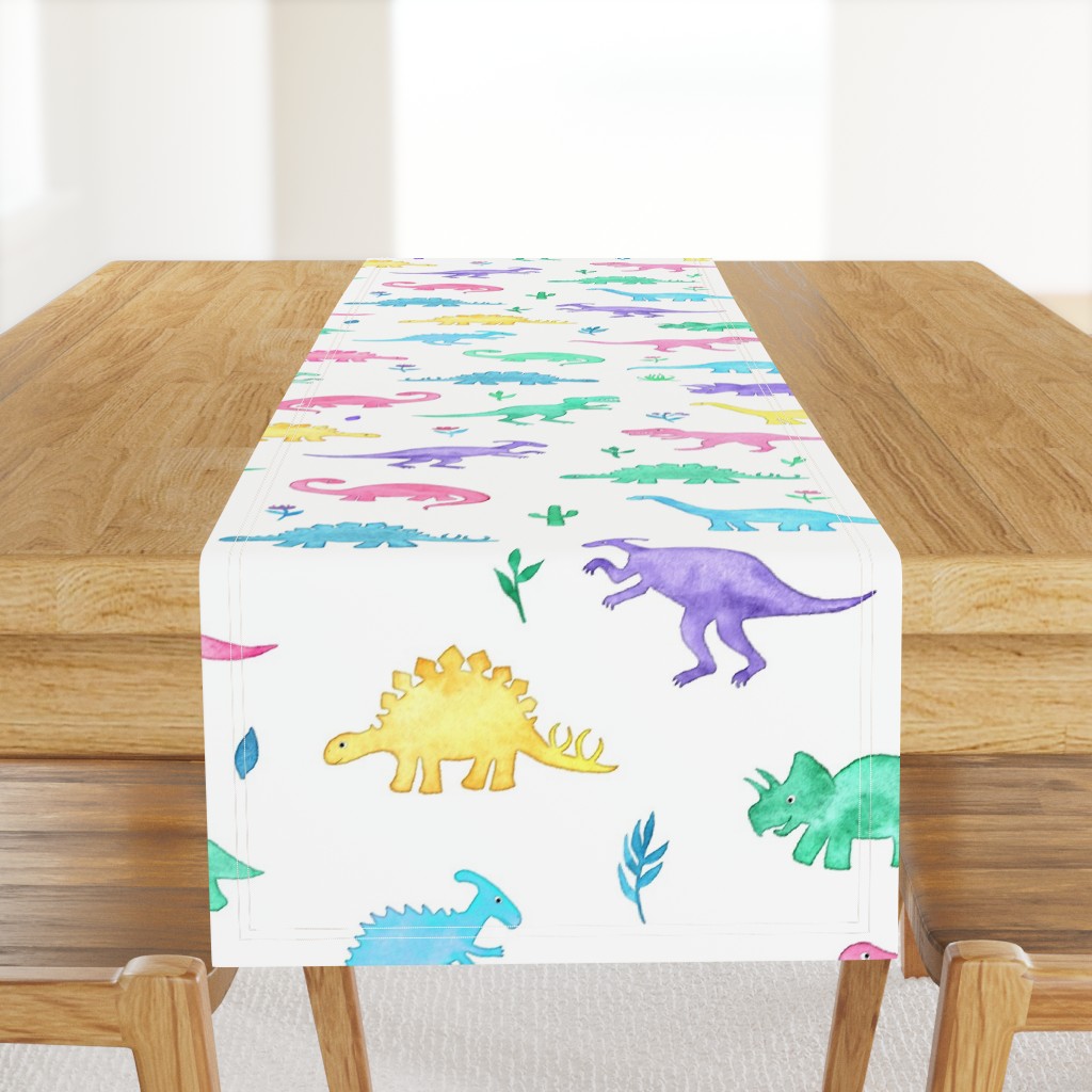 Pastel Watercolor Dinos on White - extra large