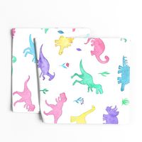 Pastel Watercolor Dinos on White - extra large