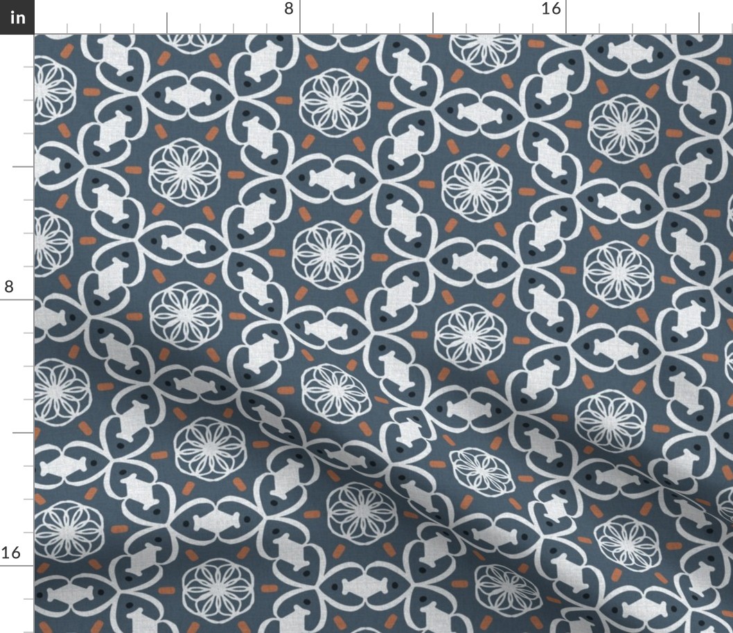 Córdoba - Geometric Slate Blue & Sienna Large Scale