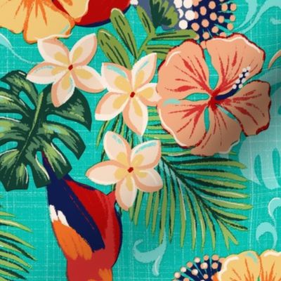 i'iwi retro Hawaiian print in Teal