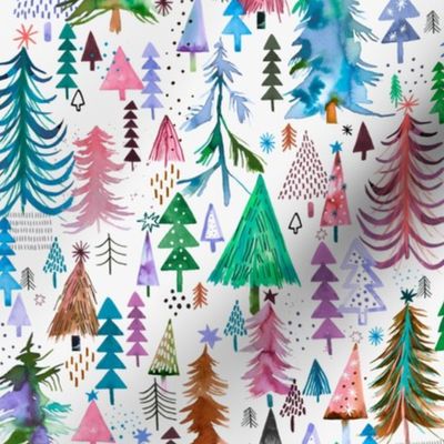 Colorful christmas trees Pastel Green pink