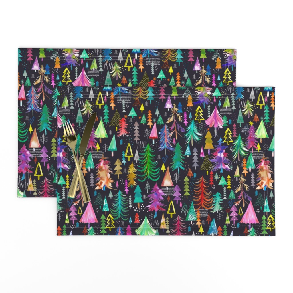 Colorful christmas trees Black Multicolored Medium