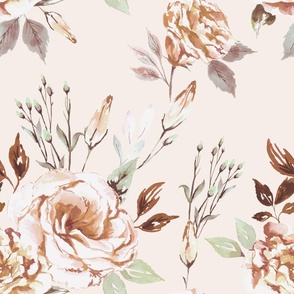 Peach vintage flowers blush pattern L