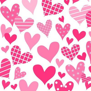 Funky Hearts Pink And White